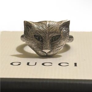Gucci EUC Cat Ring Authentic Garden Cat
Feline Head 925 Sterling Silver
